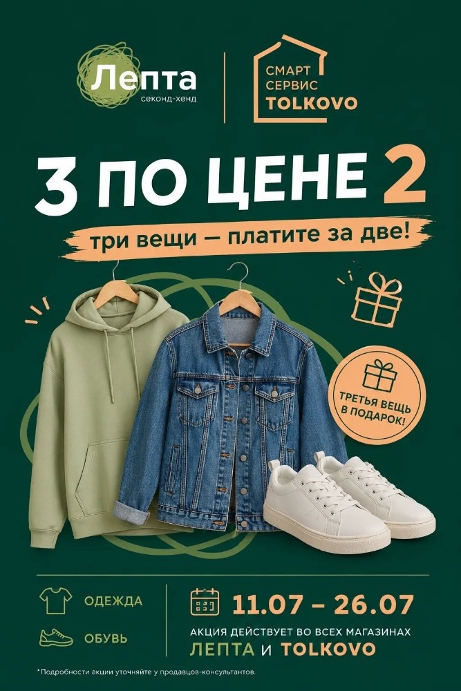 Выбирайте 3 вещи — оплачивайте только 2